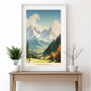 Schönes Travel Poster Alpenlandschaft Bayern - Bergpanorama Wandkunst
