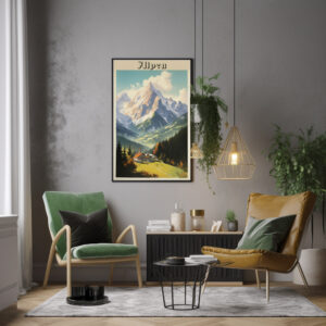 Schönes Travel Poster Alpenlandschaft Bayern - Bergpanorama Wandkunst