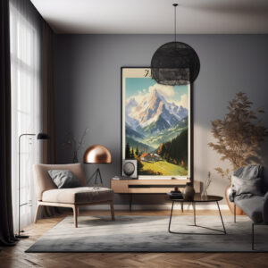 Schönes Travel Poster Alpenlandschaft Bayern - Bergpanorama Wandkunst