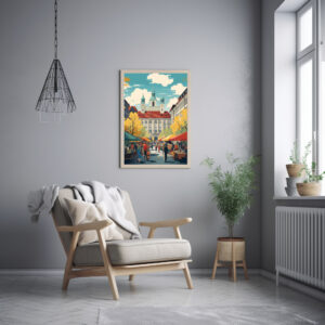 Travel Poster Markttag in Bayern - Vintage-Retro Kunstdruck