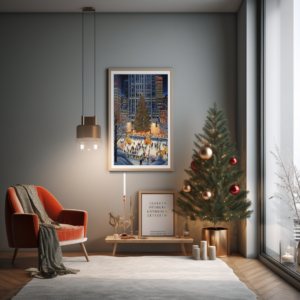 Travel Poster Rockefeller Center Weihnachtsbaum
