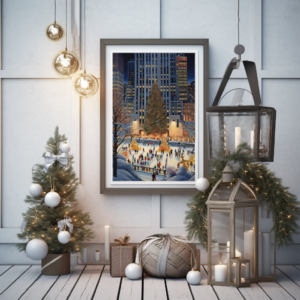 Travel Poster Rockefeller Center Weihnachtsbaum