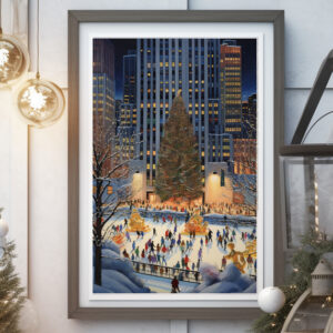 Travel Poster Rockefeller Center Weihnachtsbaum