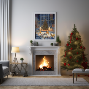 Travel Poster Rockefeller Center Weihnachtsbaum