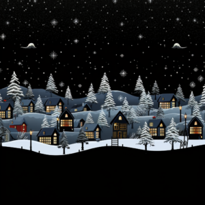 Weihnachtsdorf Motiv 2 Auf transparentem Vinyl, selbstklebend. Weihnachtsdekoration