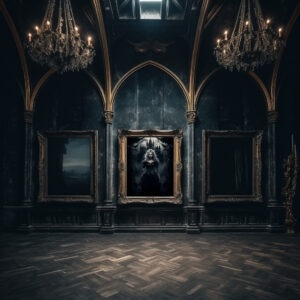 Gothic Poster Gothic Frau mit Gespensterschloss