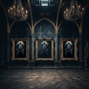 Gothic Poster Gothic Frau mit Gespensterschloss