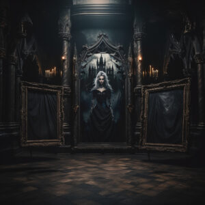 Gothic Poster Gothic Frau mit Gespensterschloss