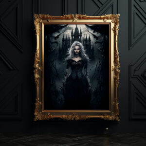 Gothic Poster Gothic Frau mit Gespensterschloss