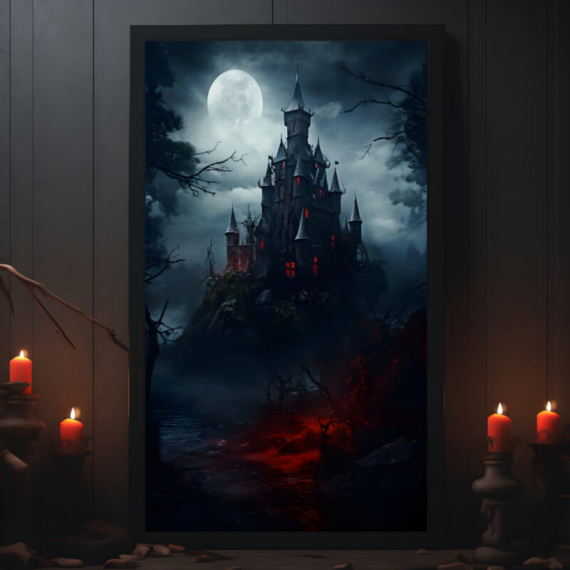 Poster Gothic Mystic Castle, Geisterschloss, dunkel und mystisch