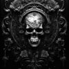Gothic Poster mit Totenkopf skull schwarz-weiß