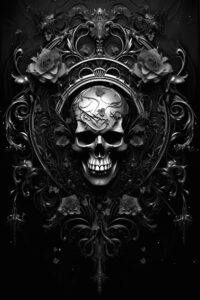 Gothic Poster mit Totenkopf skull schwarz-weiß