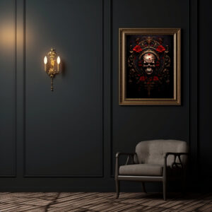 Gothic Poster mit Totenkopf skull schwarz-rot