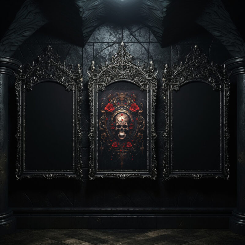 Gothic Poster mit Totenkopf skull schwarz-rot