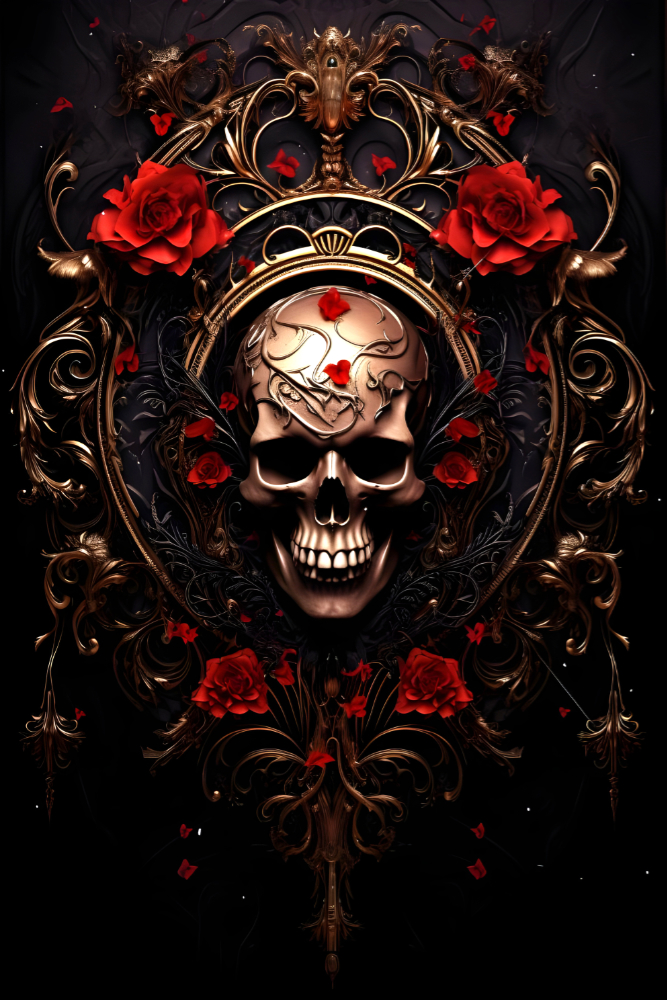Gothic Poster mit Totenkopf skull schwarz-rot