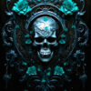 Gothic Poster mit Totenkopf skull türkis