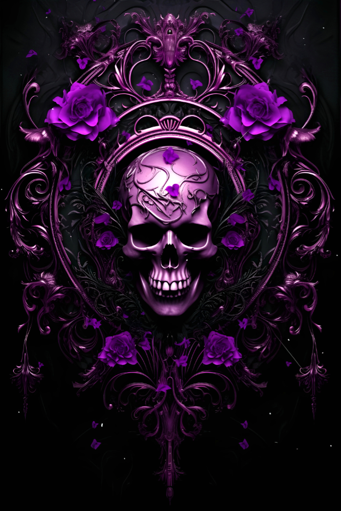 Gothic Poster mit Totenkopf skull violett