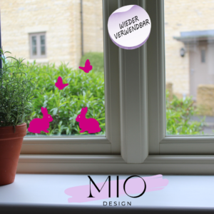 Osterhasen und Schmetterlinge, wieder verwendbar, Fensterdeko Ostern, in 10 verschiedenen Farben als selbsthaftendes Fensterbild