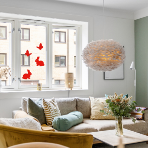 Osterhasen und Schmetterlinge, wieder verwendbar, Fensterdeko Ostern, in 10 verschiedenen Farben als selbsthaftendes Fensterbild