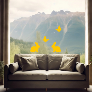 Osterhasen und Schmetterlinge, wieder verwendbar, Fensterdeko Ostern, in 10 verschiedenen Farben als selbsthaftendes Fensterbild