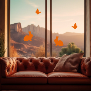 Osterhasen und Schmetterlinge, wieder verwendbar, Fensterdeko Ostern, in 10 verschiedenen Farben als selbsthaftendes Fensterbild