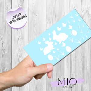 Osterhasen, Schmetterline und Ostereier aus weißem Vinyl. Selbstklebende Aufkleber, geeignet als Fensterbilder oder Sticker