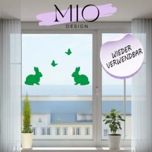Osterhasen und Schmetterlinge, wieder verwendbar, Fensterdeko Ostern, in 10 verschiedenen Farben als selbsthaftendes Fensterbild
