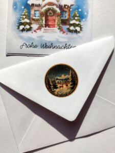 Weihnachtssticker, Sticker rund mit Wintermotiven