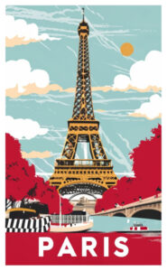 Paris Eiffelturm Frankreich Retro-Travel-Poster