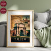 Gerahmtes Travel Poster von Trier mit dem berühmten Tor Porta Nigra