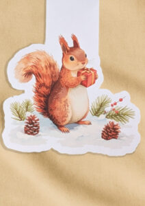Magnetisches Lesezeichen mit herbstlichem Eichhörnchen-Aquarellmotiv.