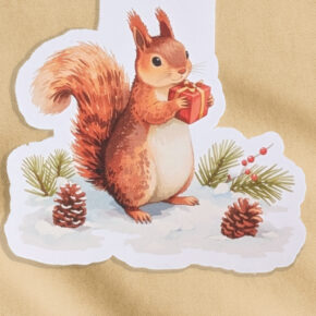 Magnetisches Lesezeichen mit herbstlichem Eichhörnchen-Aquarellmotiv.